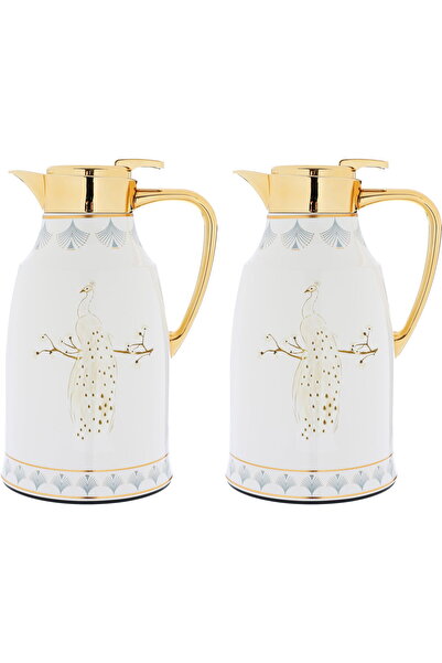 AZOZ MERCHLY thermos set, 1/1.3 liter, thermal glass inner container, steel o...