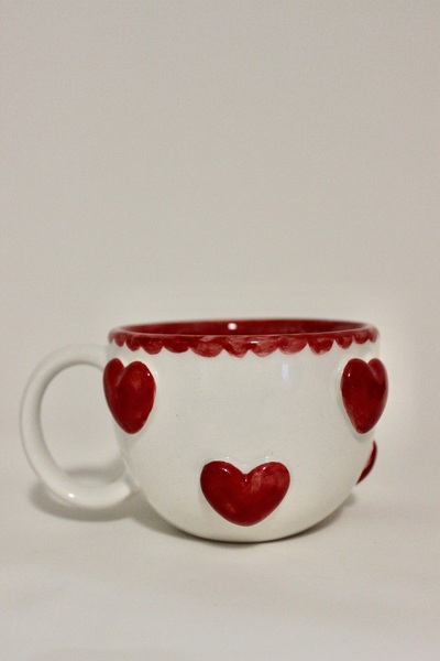 The Maya Seramik El Yapımı Kupa 200 ml, Kalpli El Yapımı Seramik Kupa