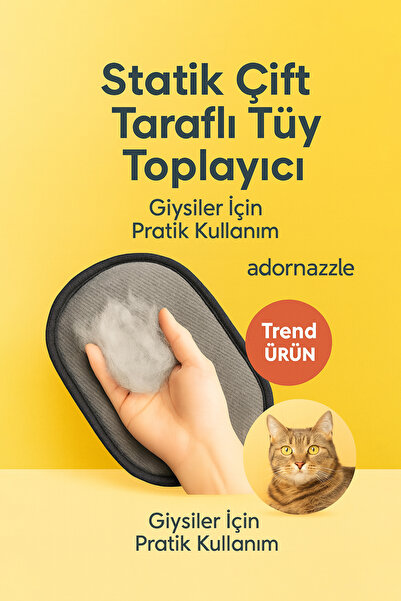 adornazzle Statik Çift Taraflı Tüy Toplayıcı, Tüy Toplama Temizleme Eldiveni,...