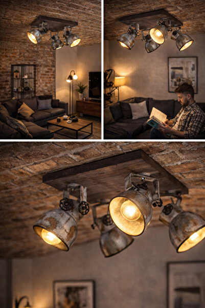 Eglo Barnstaple 3032139 Ceiling light 4×E27, max 4×40W, metal & wood, adjusta...