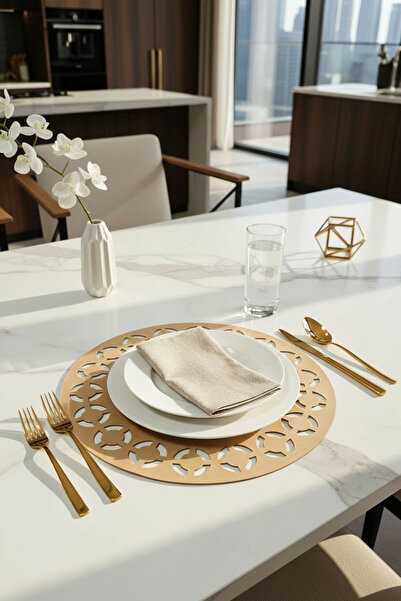 Morika Hotel & Home Textile طقم صواني تقديم أمريكية مستديرة من الجلد الصناعي ...