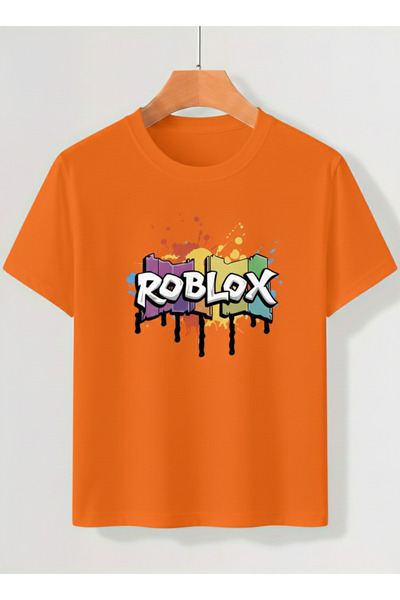 Let's Wear Tricou colorat Roblox Fan cu imprimeu bumbac 100% % u B guler rotu...