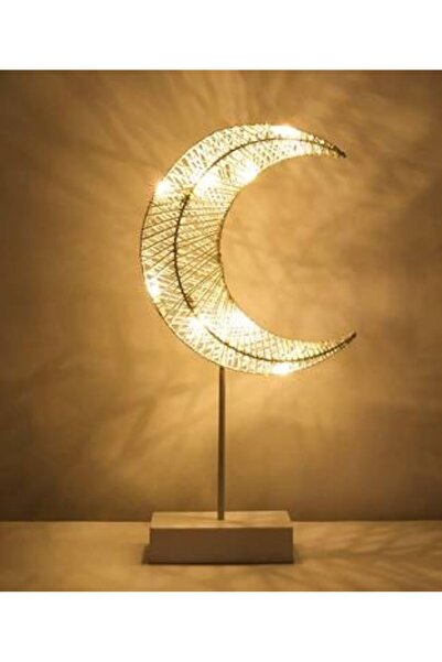 Generica Illuminated crescent-shaped wooden decoration, 40 cm tall