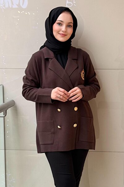 Ghisa Double-Breasted Collar g Logo Patterned Knitwear Jacket