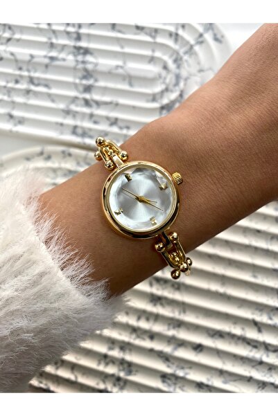 Mazzy Trixy Special Design Gold Inside White Women's Wristwatch