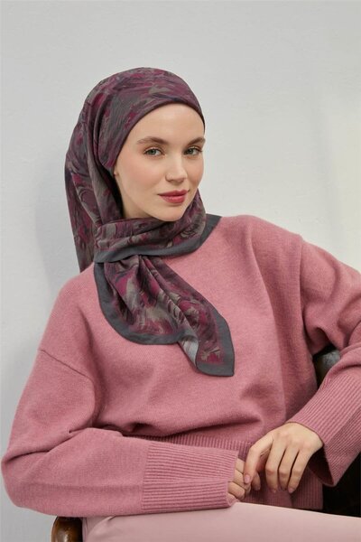 Silk Home Velora Eşarp Füme Mürdüm Desenli 161007-25