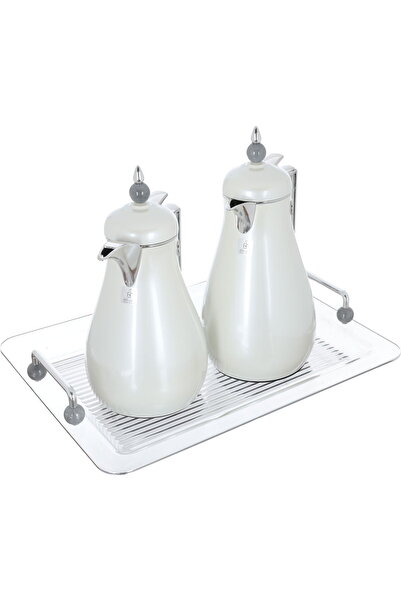 Generic طقم ترمس كريستال من معرض السيف، سعة 1/0.7 لتر، مصنوع من زجاج حراري دا...