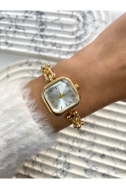 Mazzy Trixy Special Design Gold Inside White Women's Wristwatch