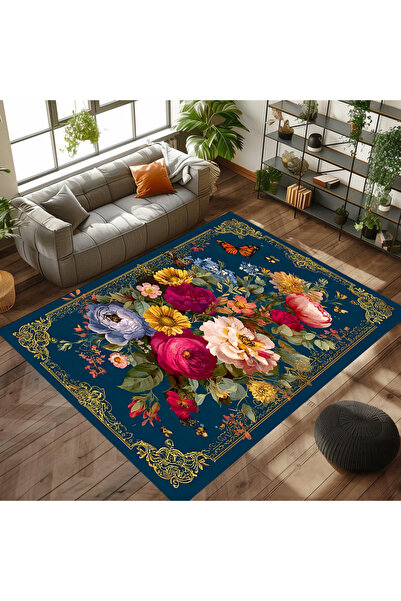 Reyhani Çiçek-7 Desenli Modern Kaymaz Taban Makinede Yıkanabilir Çocuk Gamıng...
