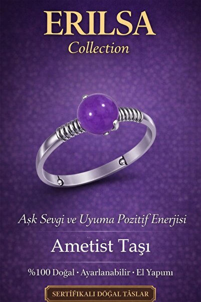 Erilsa Certified Love, Affection, and Harmony Energy Ring – Amethyst Stone Ad...