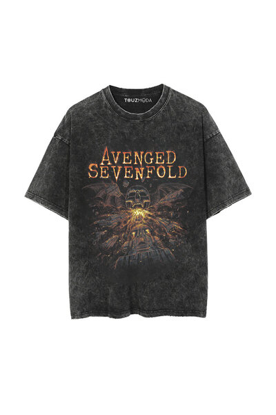 Le Savu Washable Avenged Sevenfold Printed Unisex Oversized Vintage T-Shirt