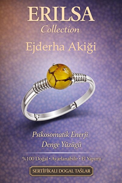 Erilsa Certified Psychosomatic Balance Energy Ring – Dragon Green Agate Adjus...