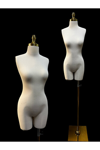 MD Vİtrin Dekorasyon 38 Beden Krem Ribana Kumaşlı Kolsuz Terzi Prova Mankeni ...