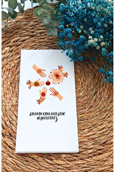 Bymarydesing Henna Nigth Gün Peçetesi | Desenli Sunum Napkin | Masa Dekorasyonu