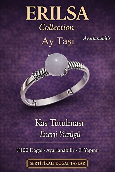 Erilsa Certified Muscle Cramp Energy Ring – Moonstone Adjustable Thin Ring Ca...