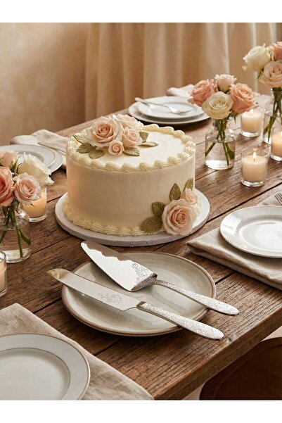 AnoaSales Cake spatula and knife set, Stainless steel, 26 cm