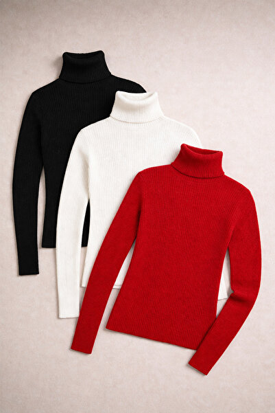 beuivo Unisex Black-White-Red 3-Piece Ribbed Knit Stretch Fabric Cotton Bodys...