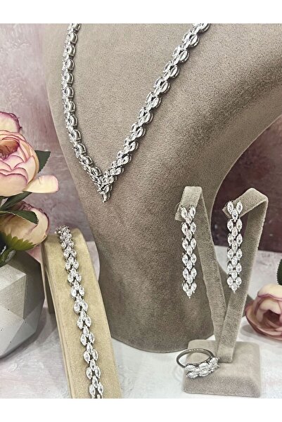 ZİRKONTAŞ Işıltılı Zirkon Taşlı Düğün & Nişan Takı Seti (Set12)