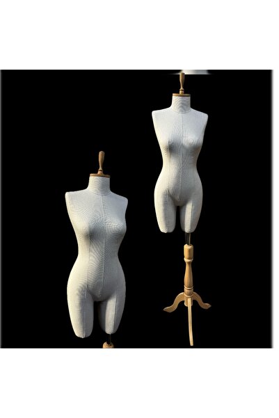MD Vİtrin Dekorasyon 38 Beden Krem Ribana Kumaşlı Kolsuz Terzi Prova Mankeni ...