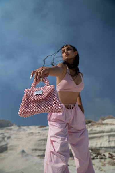 Siena Shoes حقيبة يد نسائية صغيرة بتصميم خاص مرصعة بالأحجار باللون الوردي