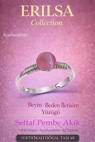 Erilsa Certified Brain Body Communication Energy Ring – Transparent Pink Agat...