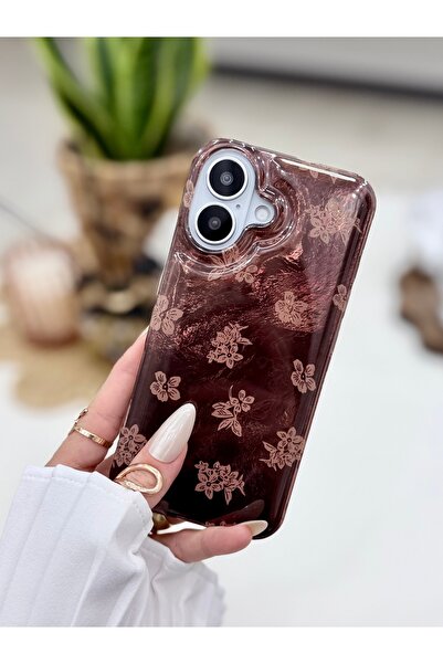Go Aksesuar iPhone 17 Compatible Shine Brown Flower Color Changing Shiny Desi...