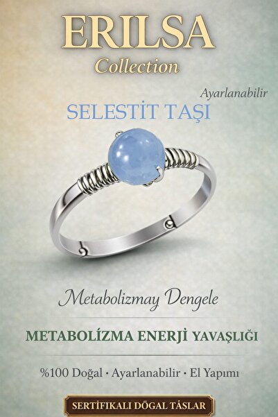 Erilsa Certified Metabolism Energy Slowness Ring – Celestite Adjustment Thin ...