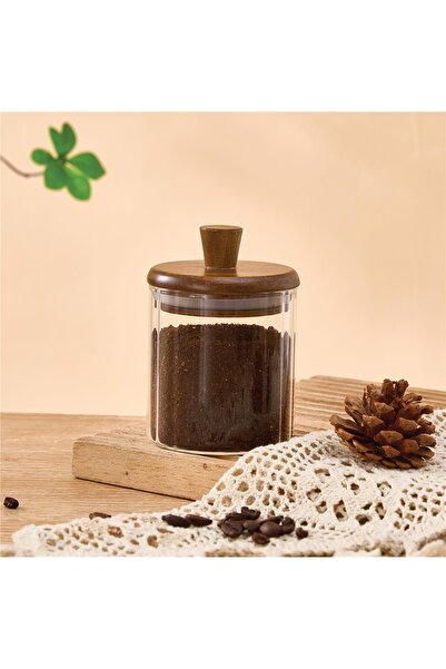 MİEN 250 ml Borosilikat Cam Kavanoz – Akasya Kapaklı