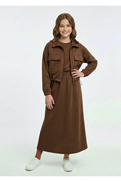 Asortik Kids Set de îmbrăcăminte pentru fete, cu jachetă și fustă lungă, pent...