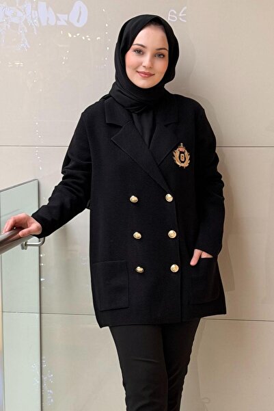 Ghisa Double-Breasted Collar g Logo Patterned Knitwear Jacket