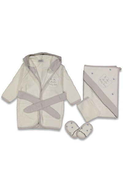 Cherub Baby طقم رداء حمام منشفة عضوي مطرز على شكل دمية دب لحديثي الولادة - هد...