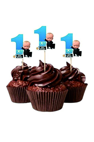 sticker PATRON BEBEK ( BOSS BABY ) TEMASI CUPCAKE SÜSÜ 20'Lİ