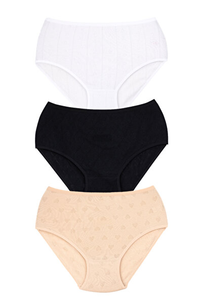 Lantliv 3 Pcs Women's Heart Pattern High Waist Cotton Panties, Women's Pantie...