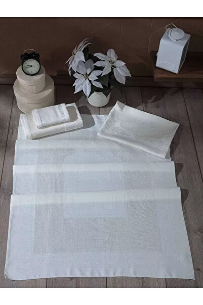 SARRA HOME Sarra Etamin 4 lü Bohça Seti - Krem