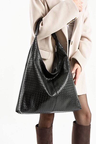 H&D COLLECTİON Women's Leather Large Shopper Shoulder Bag