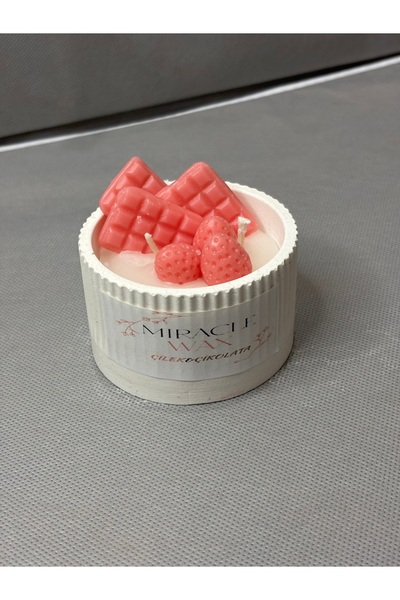 EL YAPIMI Parafin Mum – Çilek & Çikolata Kokulu – Dekoratif Mum