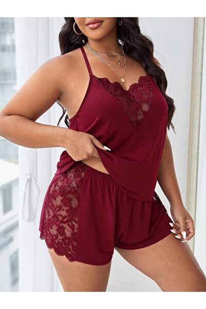 MEYLİYA SET PANTALONI SCURTĂ PENTRU FEMEI, ȚESUT VISCOSĂ CU DENTELĂ LA LATERA...