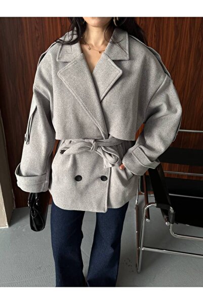 buqre's moda Short Oversized Premium Soft Textured Trend Cape Cashmere Coat