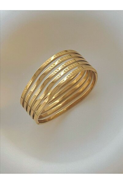 ÇELİK KALIN MODEL 14 AYAR ALTIN KAPLAMA GOLD KELEPÇE BİLEKLİK İç çapı: 6 cm / Çevresi: 19 cm