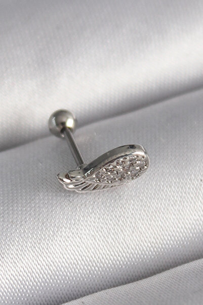 Eco Lounge 316L Çelik Gümüş Renk Zirkon Taşlı Kanat Tragus Piercing