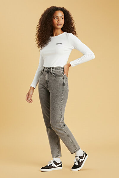 Levi's Blugi Mom cu talie înaltă pentru femei, gri