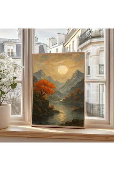 ARTCASTLE Tablou cu ramă din lemn, tablou cu motivul „ARBORE ROȘU”