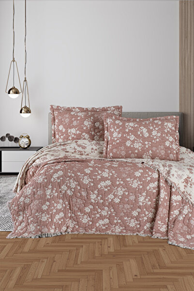 First Choice Sienta %100 Pamuk 6 Katlı Yatak Örtüsü + Yastık Seti Kiremit