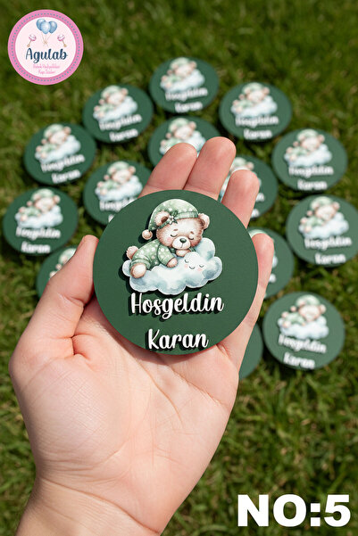 Agulab Bebek isimli magnet - Mevlit Hediyelik Magnet - İsimli Ahşap Magnet (2...