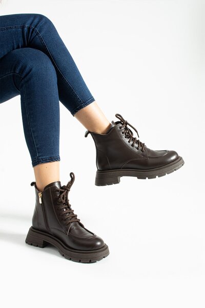 Aselin Ayakkabıları Women's boots & booties genuine leather dark brown