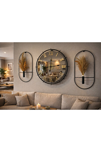 Mgs DUVAR SAATİ - LAWİ BLACK BRONZ ROMA SET not:pampaslar dahil değildir