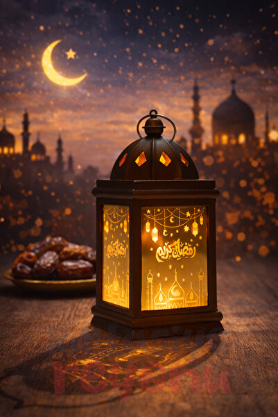 zubi 13 cm Bakır Renk Plastik Ramazan Temalı Fener