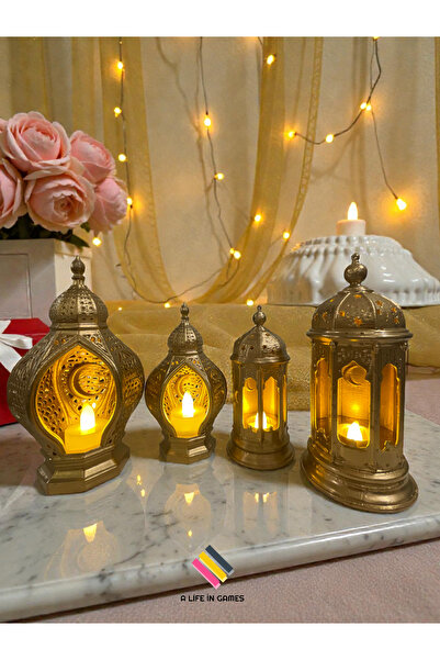 a life in games 4lü Set Gold ( altın) renkli Hilal Desenli Ramazan Feneri 19c...