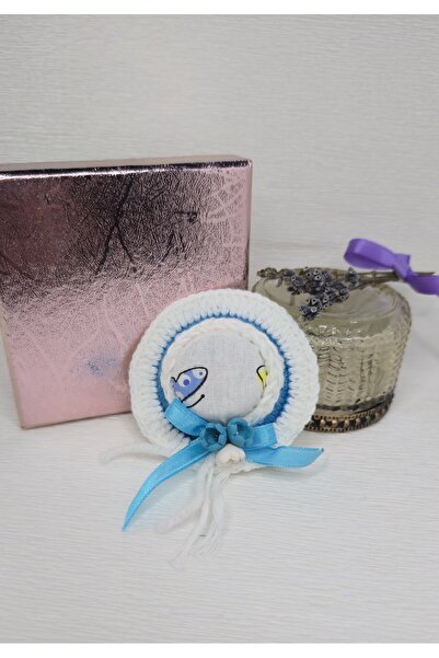 Handmade Crocheted brooch, blue hat, Martisor