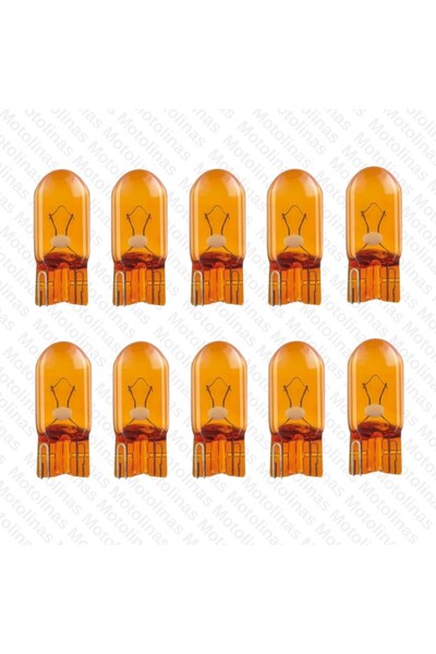MOTOLİNAS Turuncu T10 Dipsiz Park ve Gösterge Ampulü 12V 5W – 10’lu